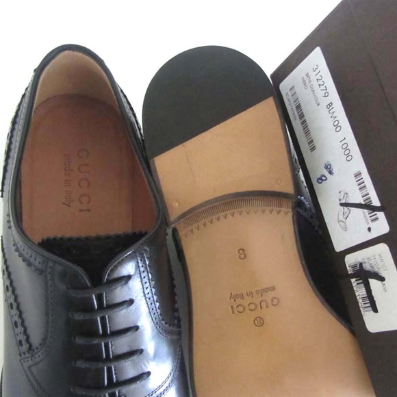 new GUCCI black perforated cap toe shoes 8 / 9 US - Picture 4 of 6